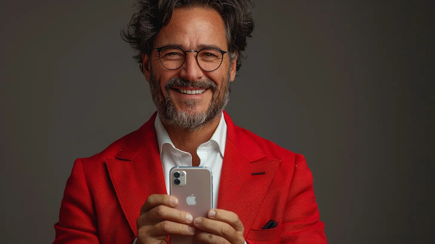 aibigsales_Salesman_in_red_suit_holding_a_smartphone_demonstr_3c2864c2-6ccf-4cf6-8432-f02bfae0930f_3